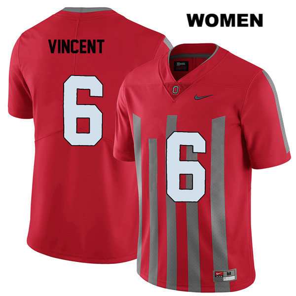 Ohio State Buckeyes Women's Taron Vincent #6 Red Authentic Nike Elite College NCAA Stitched Football Jersey LG19T61WD
